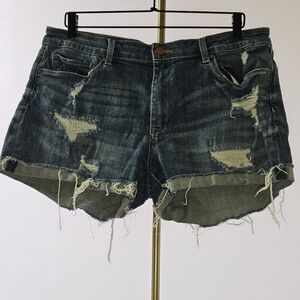 Blank NYC Distressed Dark Blue Jean Shorts